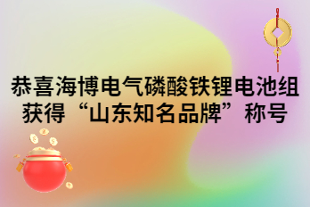 恭喜海博電氣磷酸鐵鋰電池組獲得“山東知名品牌”稱(chēng)號